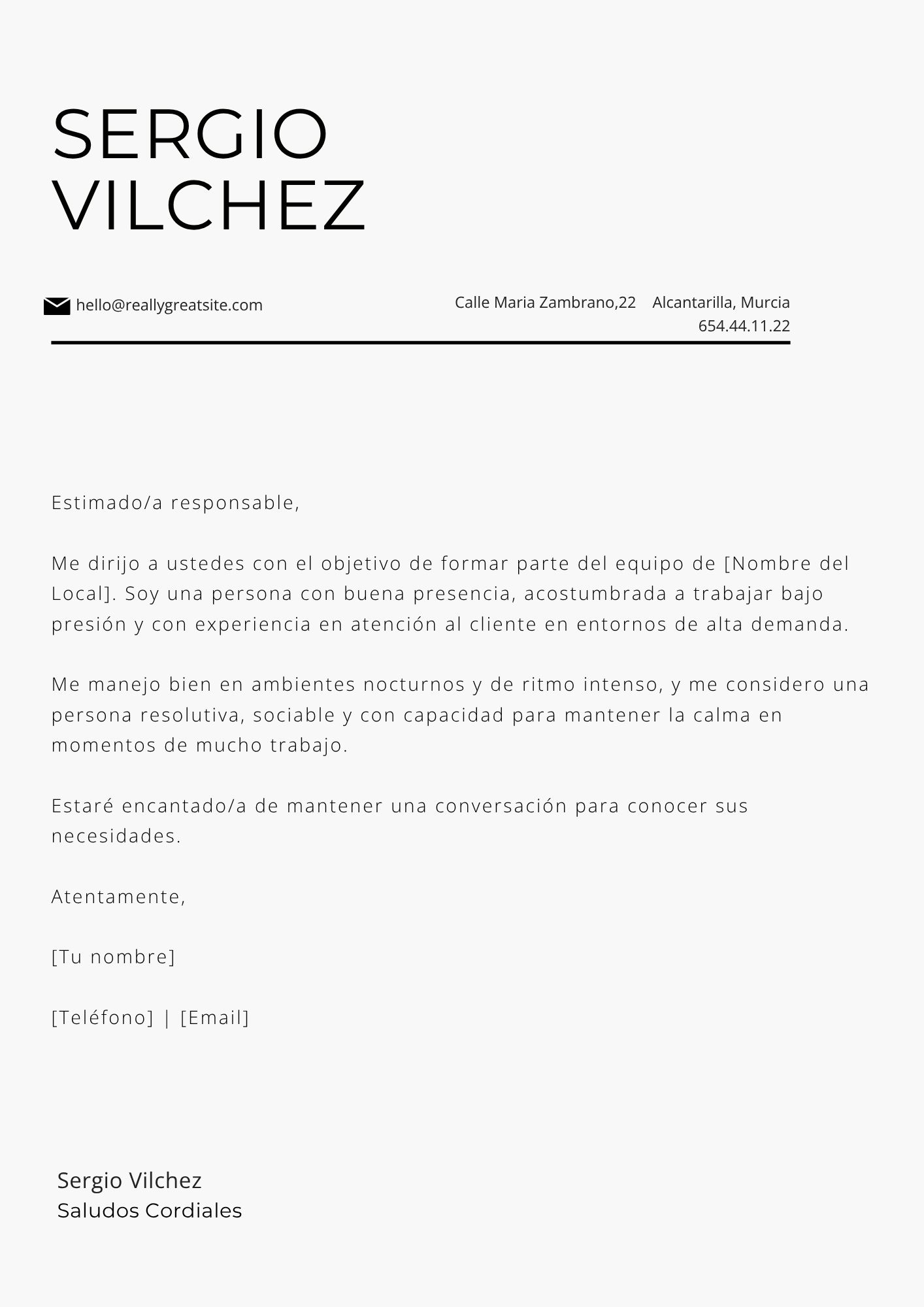 Vista previa: Carta para bar de copas / discoteca